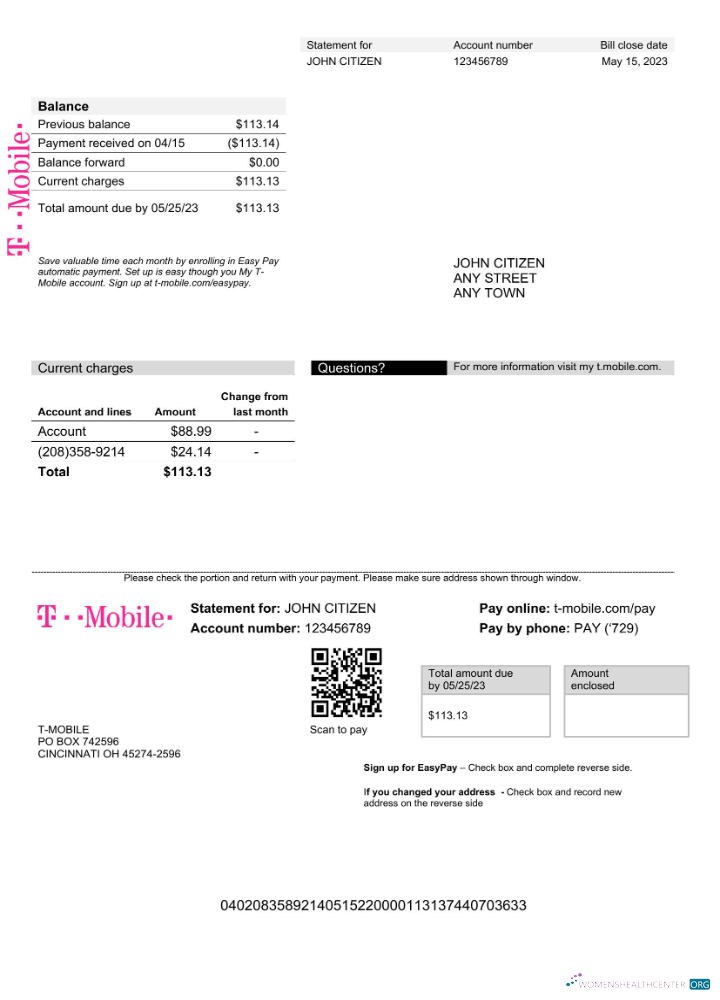 download download USA T Mobile utility bill Word and PDF template (1) PDF template PDF template